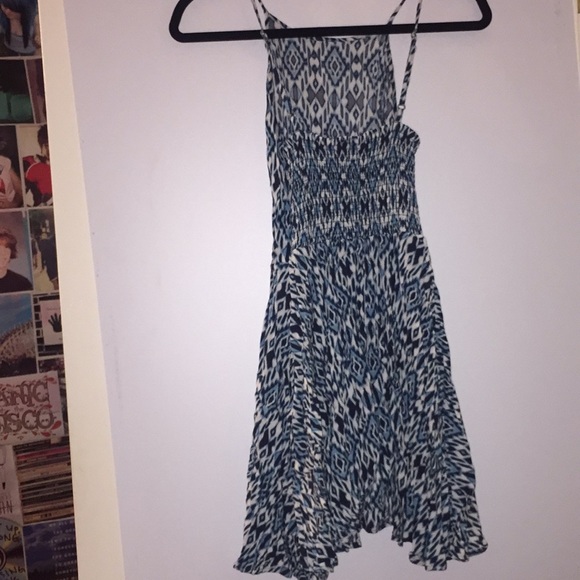 Aeropostale Blue Pattern Fit N Flare Halter Dress - Picture 3 of 4